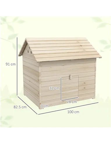 PawHut Wooden Duck House Poultry Coop for 2-4 Ducks with Openable Roof Raised Feet Air Holes Natural