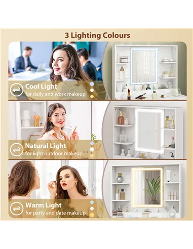 HOMCOM Elegant Dressing Table, with LED Mirror - White