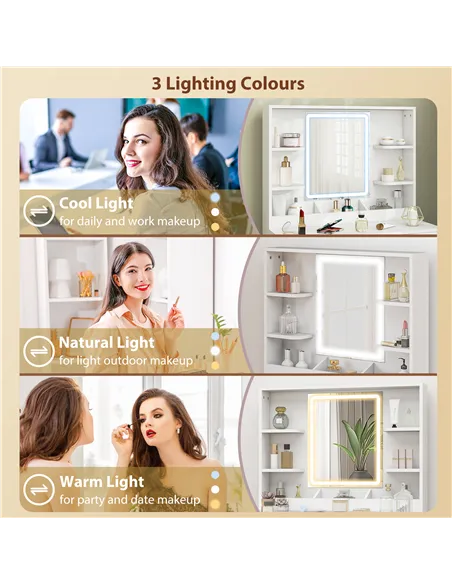 HOMCOM Elegant Dressing Table, with LED Mirror - White