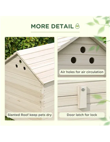 PawHut Wooden Duck House Poultry Coop for 2-4 Ducks with Openable Roof Raised Feet Air Holes Natural