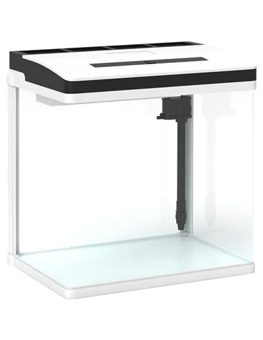 PawHut 28L Glass Aquarium Fish Tank with Filter, LED Lighting, for Betta, Guppy, Mini Parrot Fish, Shrimp, 38 x 26 x 39.5cm