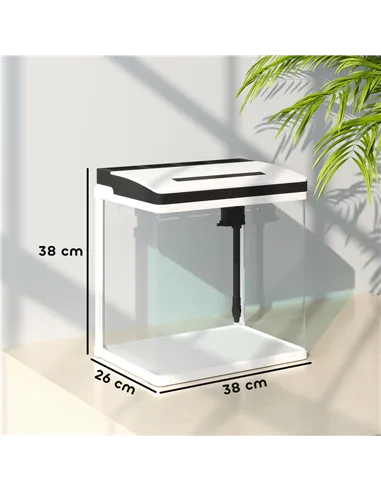 PawHut 28L Glass Aquarium Fish Tank with Filter, LED Lighting, for Betta, Guppy, Mini Parrot Fish, Shrimp, 38 x 26 x 39.5cm