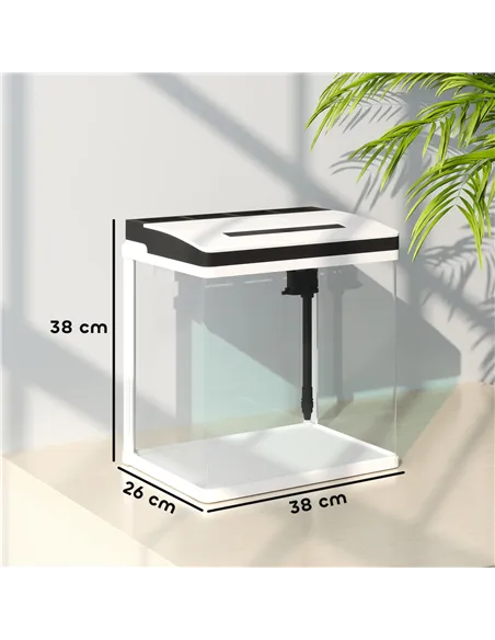 PawHut 28L Glass Aquarium Fish Tank with Filter, LED Lighting, for Betta, Guppy, Mini Parrot Fish, Shrimp, 38 x 26 x 39.5cm