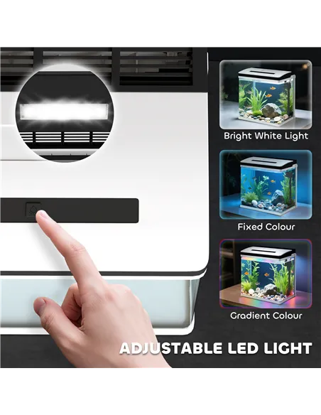 PawHut 28L Glass Aquarium Fish Tank with Filter, LED Lighting, for Betta, Guppy, Mini Parrot Fish, Shrimp, 38 x 26 x 39.5cm