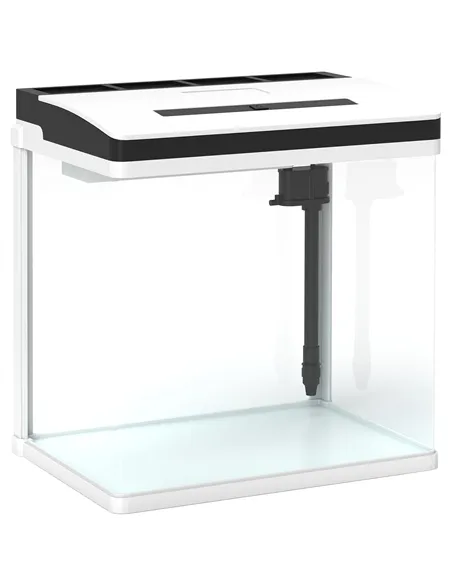 PawHut 13L Glass Aquarium Fish Tank with Filter, LED Lighting, for Betta, Guppy, Mini Parrot Fish, Shrimp, 29 x 20 x 30.5cm