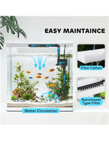 PawHut 13L Glass Aquarium Fish Tank with Filter, LED Lighting, for Betta, Guppy, Mini Parrot Fish, Shrimp, 29 x 20 x 30.5cm