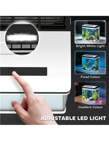 PawHut 13L Glass Aquarium Fish Tank with Filter, LED Lighting, for Betta, Guppy, Mini Parrot Fish, Shrimp, 29 x 20 x 30.5cm