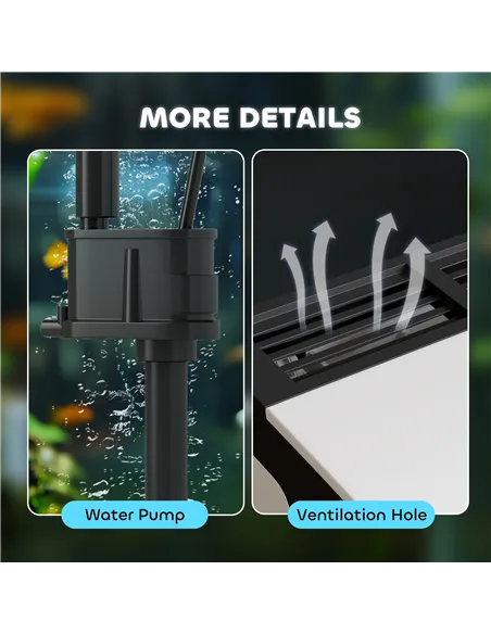 PawHut 13L Glass Aquarium Fish Tank with Filter, LED Lighting, for Betta, Guppy, Mini Parrot Fish, Shrimp, 29 x 20 x 30.5cm