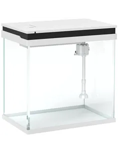 PawHut 26L Glass Fish Tank With Filter System, LED Lights, Water Pump, White