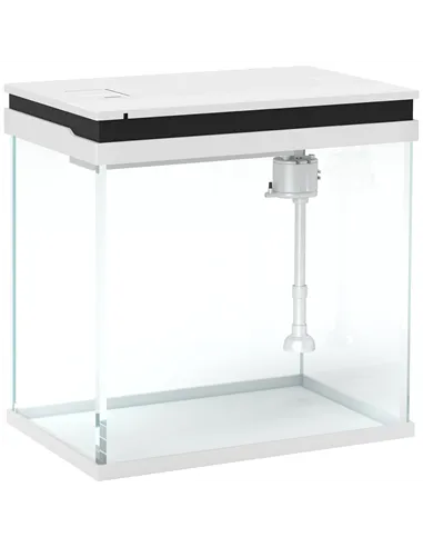 PawHut 26L Glass Fish Tank With Filter System, LED Lights, Water Pump, White