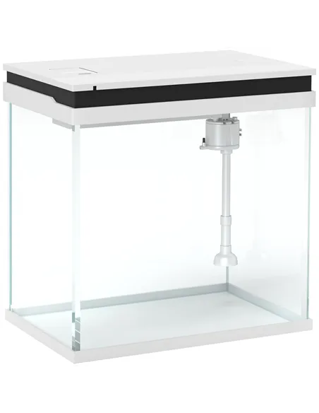 PawHut 26L Glass Fish Tank With Filter System, LED Lights, Water Pump, White
