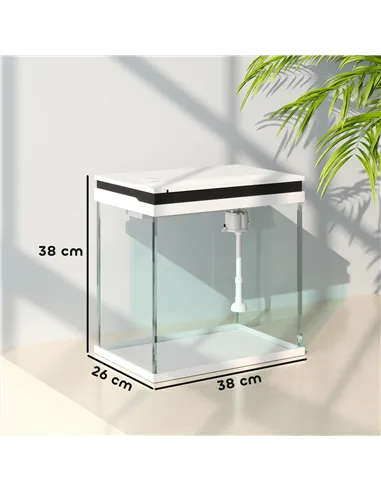 PawHut 26L Glass Fish Tank With Filter System, LED Lights, Water Pump, White