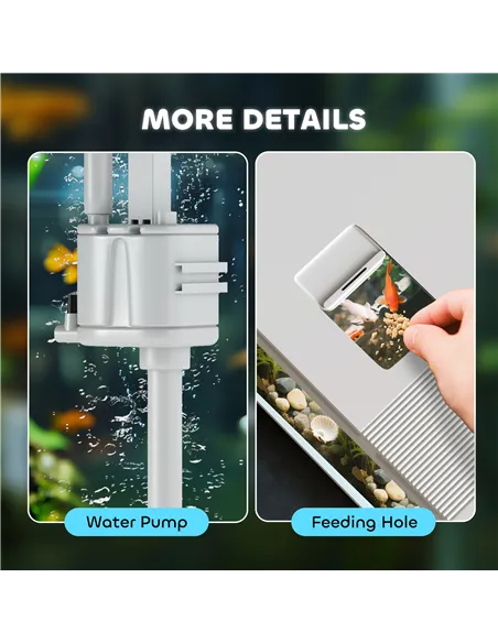 PawHut 26L Glass Fish Tank With Filter System, LED Lights, Water Pump, White