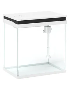 PawHut 14L Glass Fish Tank With Filter System, LED Lights, Water Pump, White