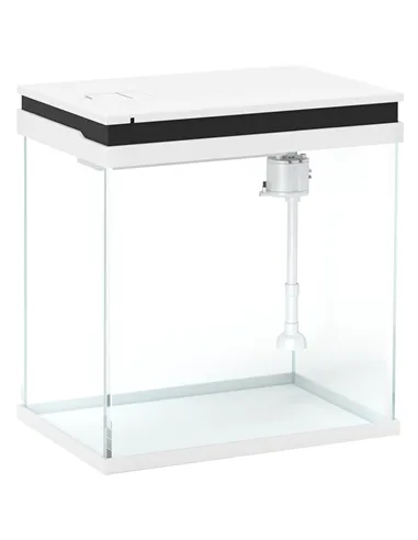 PawHut 14L Glass Fish Tank With Filter System, LED Lights, Water Pump, White
