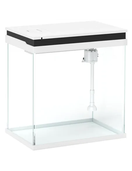 PawHut 14L Glass Fish Tank With Filter System, LED Lights, Water Pump, White