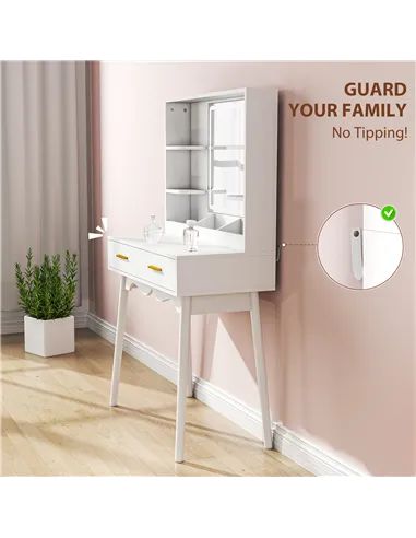 HOMCOM Elegant Dressing Table, with LED Mirror - White