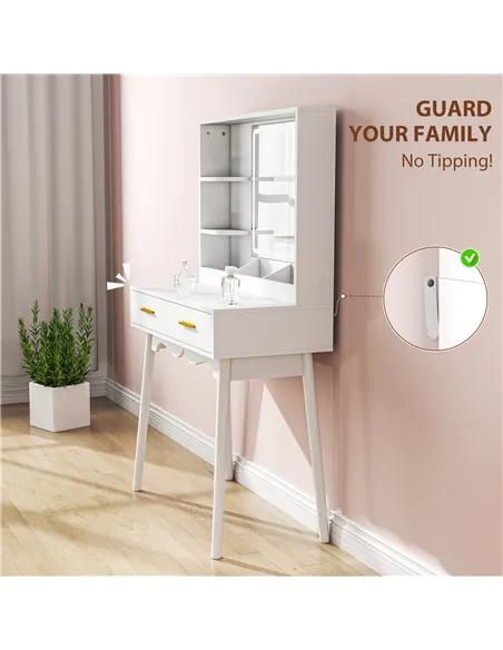 HOMCOM Elegant Dressing Table, with LED Mirror - White
