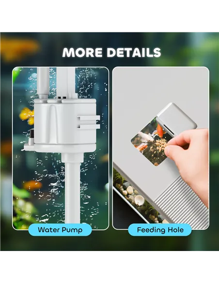 PawHut 14L Glass Fish Tank With Filter System, LED Lights, Water Pump, White