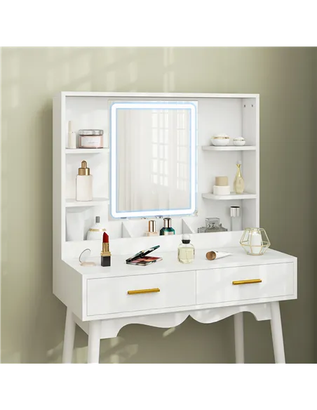 HOMCOM Elegant Dressing Table, with LED Mirror - White