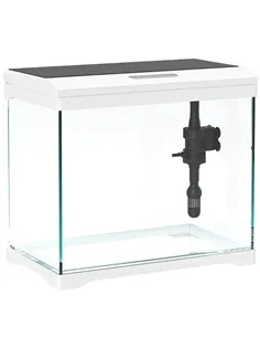 PawHut 17L Glass Fish Tank with Filter System, LED Light, Water Pump, for Betta, Goldfish, Shrimps, White