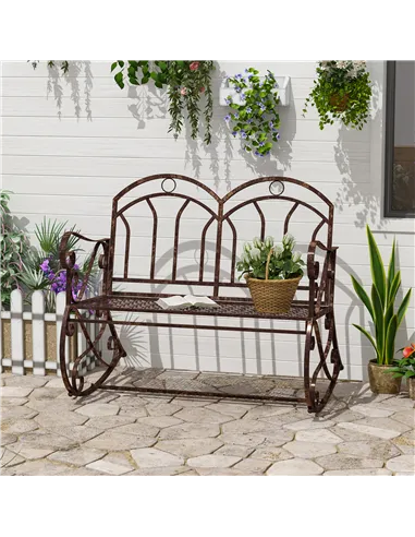 Outdoor Iron Rocking Chair-Bronze Red