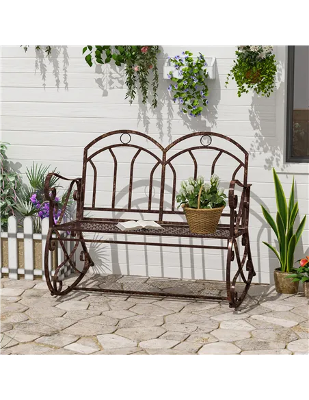 Outdoor Iron Rocking Chair-Bronze Red