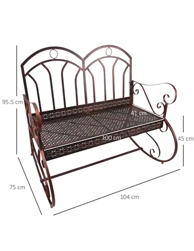 Outdoor Iron Rocking Chair-Bronze Red