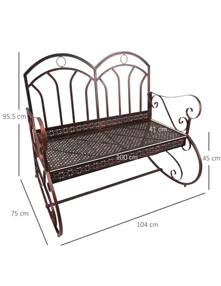 Outdoor Iron Rocking Chair-Bronze Red