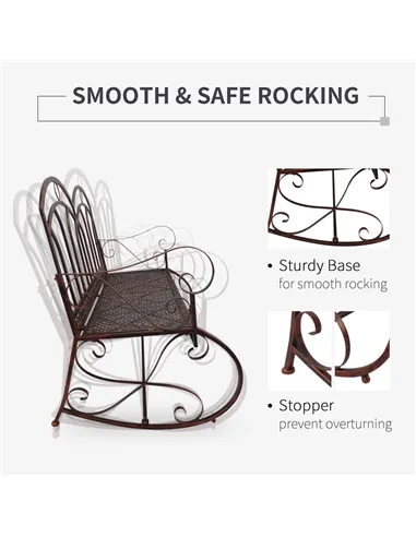 Outdoor Iron Rocking Chair-Bronze Red