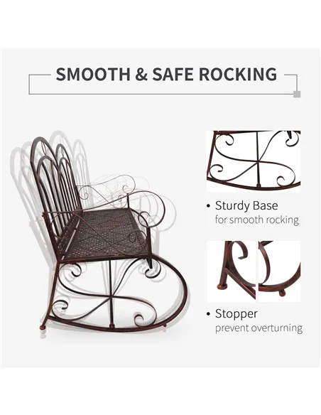 Outdoor Iron Rocking Chair-Bronze Red