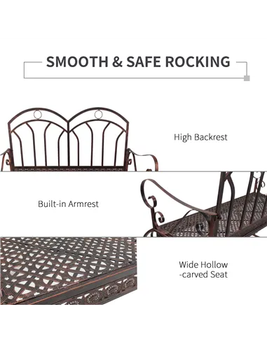 Outdoor Iron Rocking Chair-Bronze Red