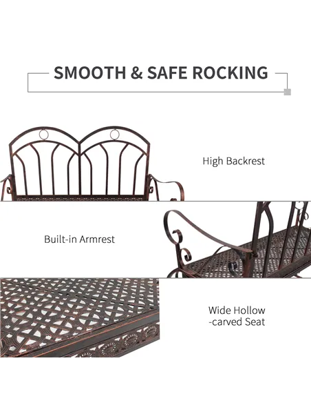 Outdoor Iron Rocking Chair-Bronze Red
