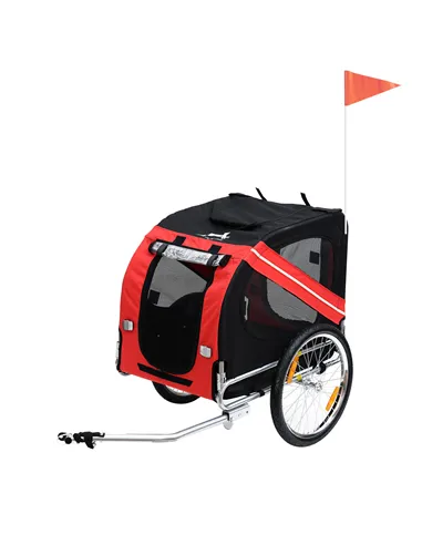 Pawhut Bicycle Pet Trailer in Steel Frame-Red/Black
