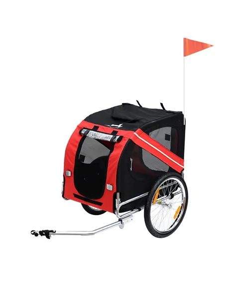 Pawhut Bicycle Pet Trailer in Steel Frame-Red/Black
