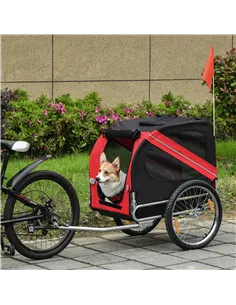 Pawhut Bicycle Pet Trailer in Steel Frame-Red/Black 2