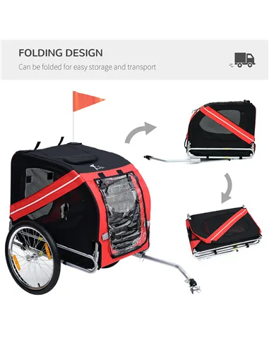 Pawhut Bicycle Pet Trailer in Steel Frame-Red/Black