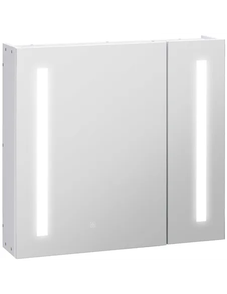 Illuminated Bathroom Mirror Cabinet 650 x 700Hmm LED Bathroom Mirror with Lights Touch Switch, Adjustable Shelf,  USB Charge, Wh