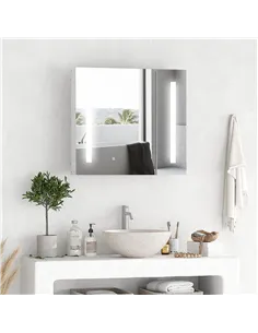 Illuminated Bathroom Mirror Cabinet 650 x 700Hmm LED Bathroom Mirror with Lights Touch Switch, Adjustable Shelf,  USB Charge, Wh 2
