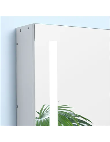 Illuminated Bathroom Mirror Cabinet 650 x 700Hmm LED Bathroom Mirror with Lights Touch Switch, Adjustable Shelf,  USB Charge, Wh