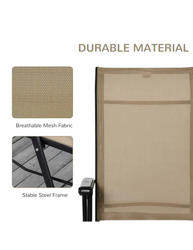 Outdoor Set of 2 Outdoor Sun Lounger 10-Position Adjustable Texteline Folding Reclining Chairs with Footrest for Patio Garden, B