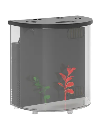 PawHut 3L Small Fish Tank with Filter System, LED Light, Small Fish Tank for Betta, Goldfish, Shrimp, Black
