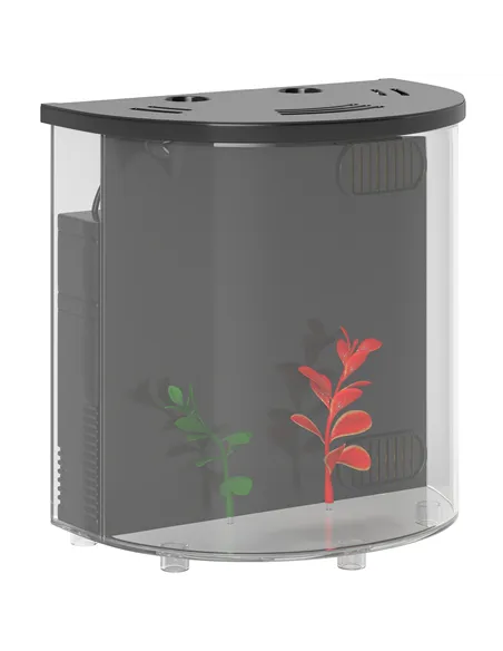 PawHut 3L Small Fish Tank with Filter System, LED Light, Small Fish Tank for Betta, Goldfish, Shrimp, Black