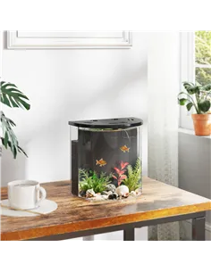 PawHut 3L Small Fish Tank with Filter System, LED Light, Small Fish Tank for Betta, Goldfish, Shrimp, Black 2