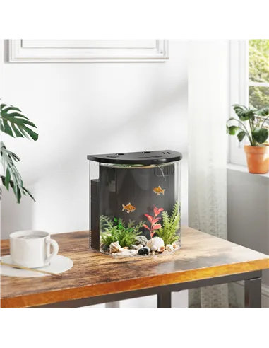 PawHut 3L Small Fish Tank with Filter System, LED Light, Small Fish Tank for Betta, Goldfish, Shrimp, Black