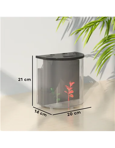 PawHut 3L Small Fish Tank with Filter System, LED Light, Small Fish Tank for Betta, Goldfish, Shrimp, Black