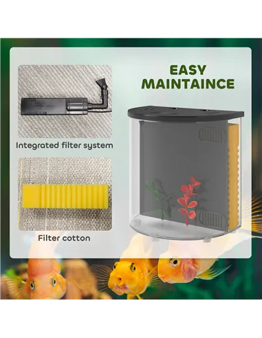 PawHut 3L Small Fish Tank with Filter System, LED Light, Small Fish Tank for Betta, Goldfish, Shrimp, Black