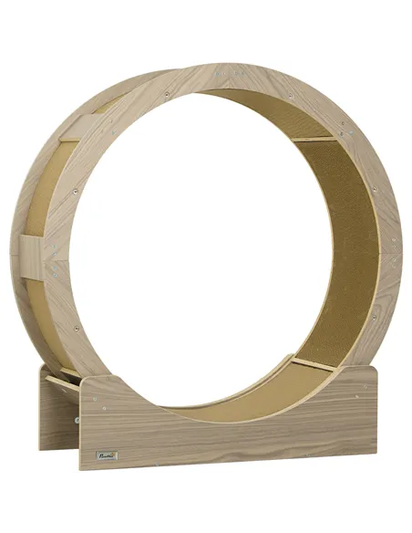 PawHut Cat Wheel with Brake, Scratching Pads - Walnut Brown