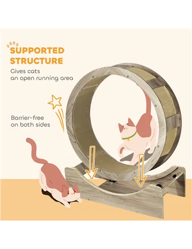 PawHut Cat Wheel with Brake, Scratching Pads - Walnut Brown