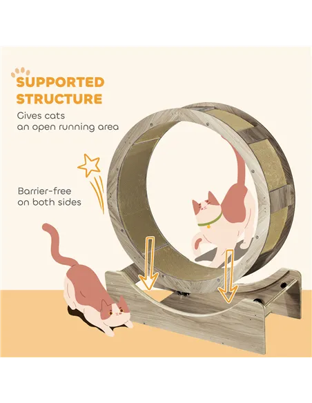 PawHut Cat Wheel with Brake, Scratching Pads - Walnut Brown